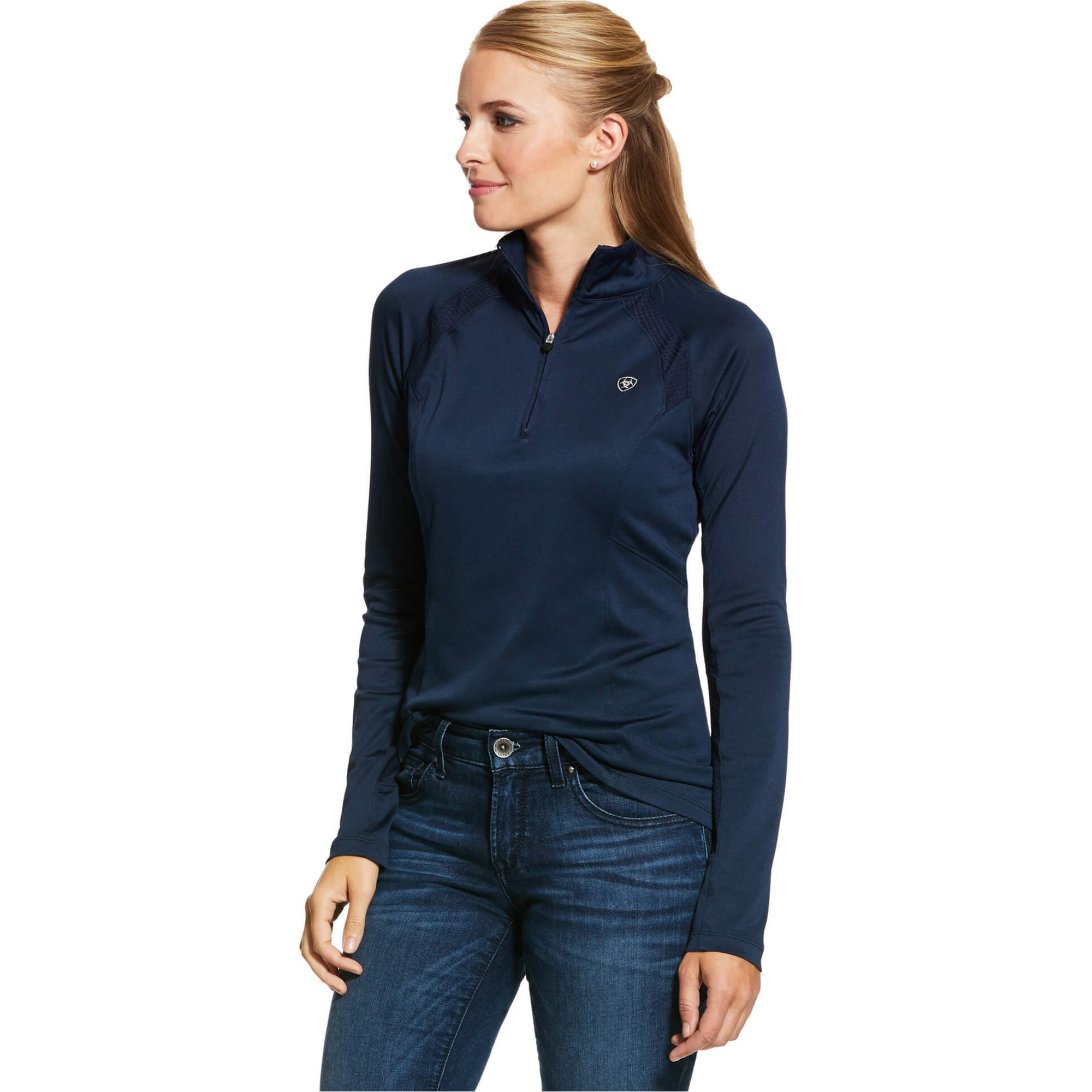 Ariat Womens Sunstopper 2 . 0 1 / 4 Zip Base Layer Top - Navy
